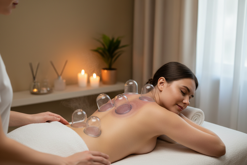 Lady receiving cupping therapy